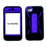 Wholesale Armor Hybrid Case with Stand for iPhone 4S / 4 (Black-Purple)